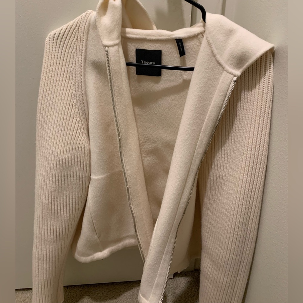 Theory women’s ribbed knit wool and cashmere bomber jacket BNWOT